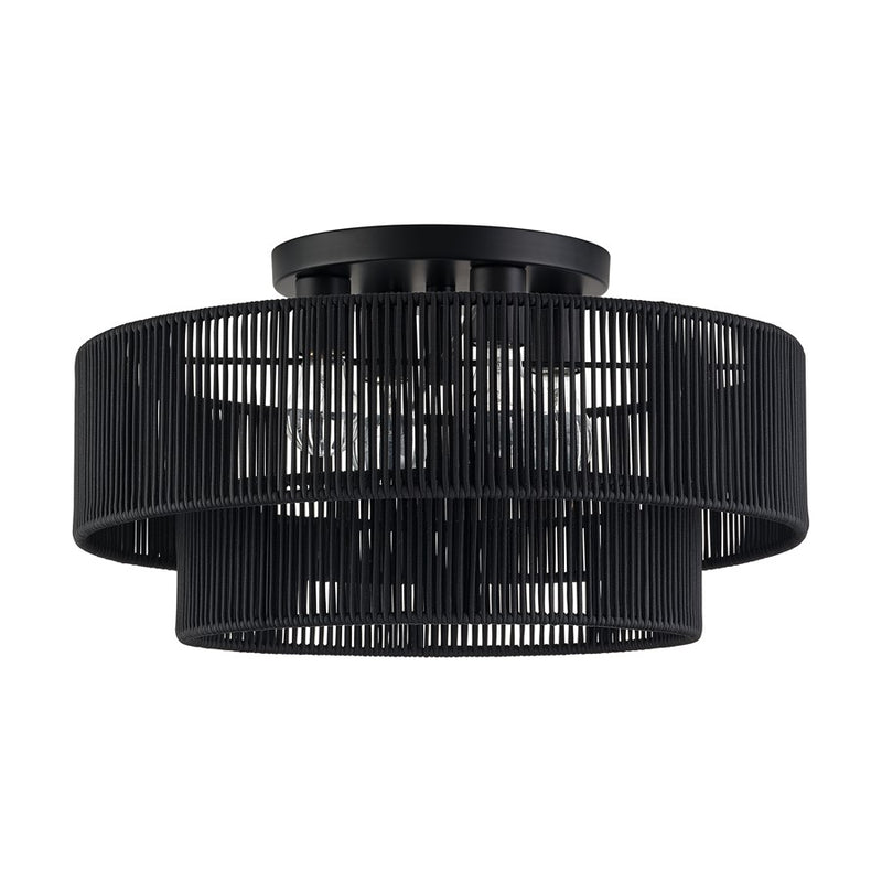 Livex Acordia 4Lt 21" Dia Semi-Flush, Black/Parisian Polyester