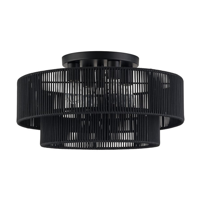 Livex Acordia 4Lt 21" Dia Semi-Flush, Black/Parisian Polyester