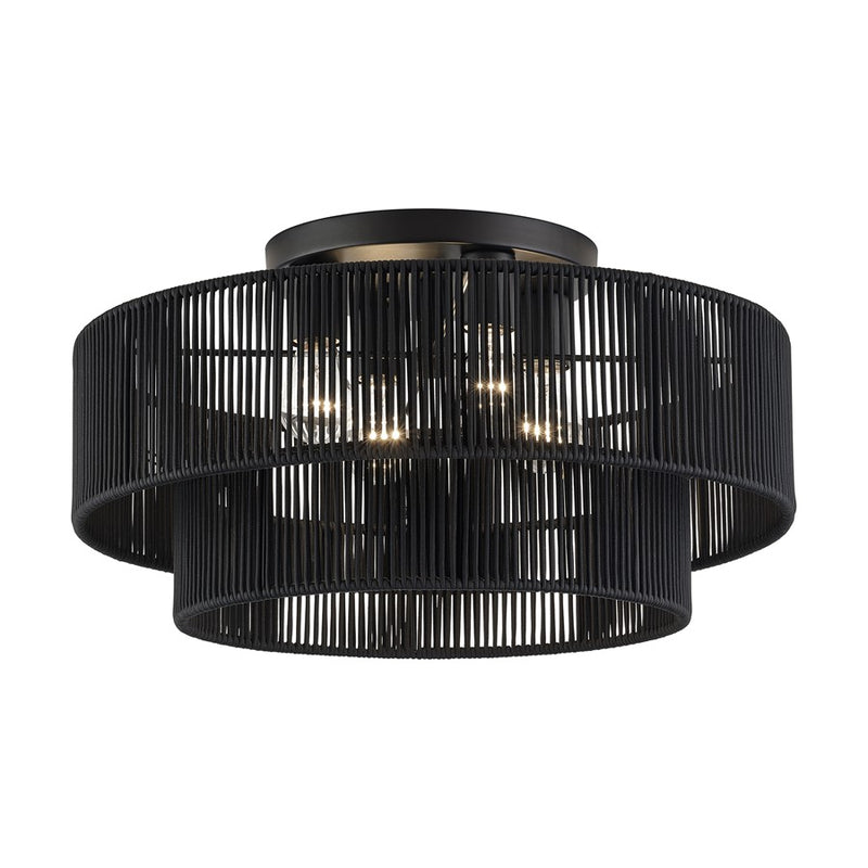 Livex Acordia 4Lt 21" Dia Semi-Flush, Black/Parisian Polyester