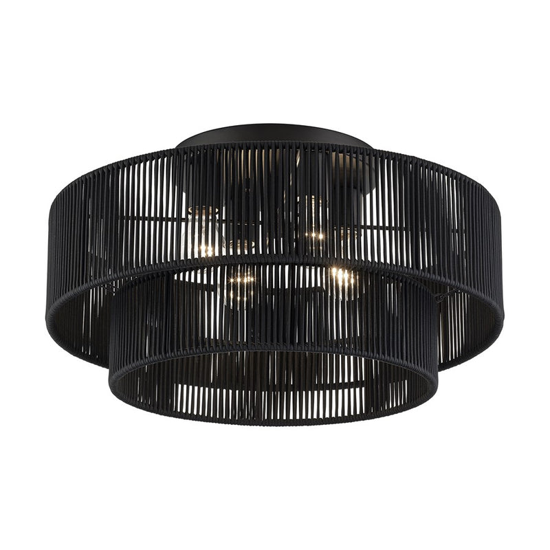 Livex Acordia 4Lt 21" Dia Semi-Flush, Black/Parisian Polyester