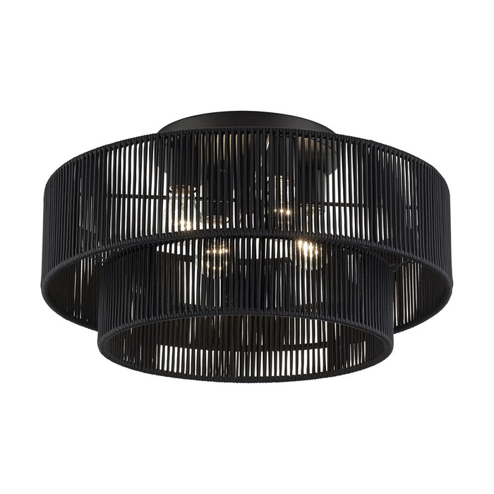Livex Acordia 4Lt 21" Dia Semi-Flush, Black/Parisian Polyester