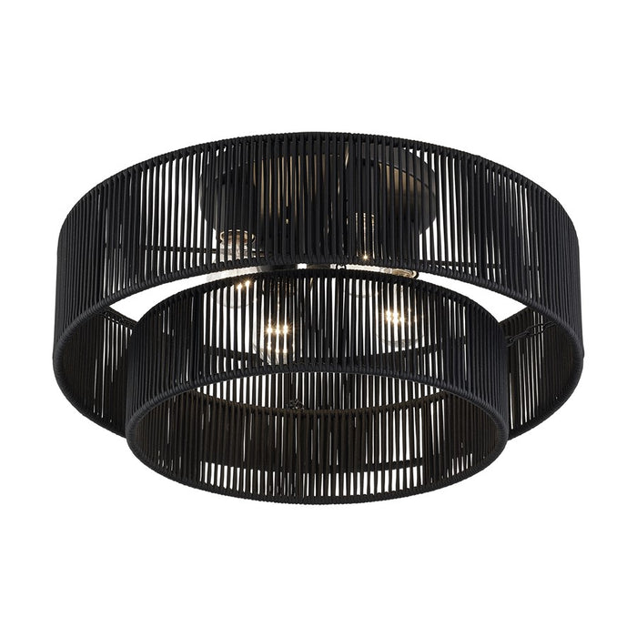 Livex Acordia 4Lt 21" Dia Semi-Flush, Black/Parisian Polyester
