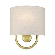 Livex Stratton 1Lt ADA Sconce, Gold/Oatmeal Fabric/White Fabric - 60271-33