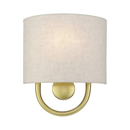 Livex Stratton 1Lt ADA Sconce, Gold/Oatmeal Fabric/White Fabric - 60271-33