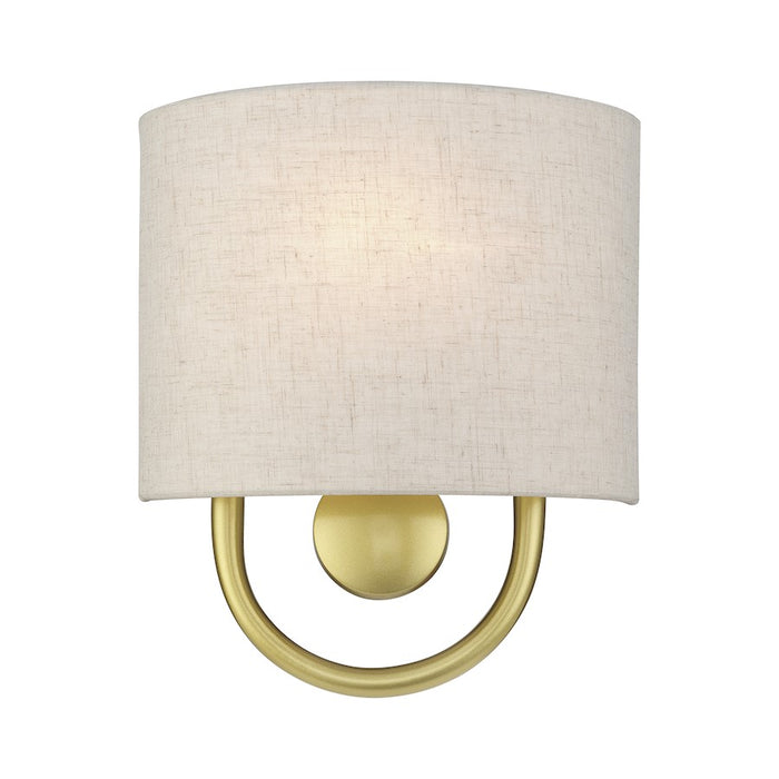 Livex Stratton 1Lt ADA Sconce, Gold/Oatmeal Fabric/White Fabric - 60271-33