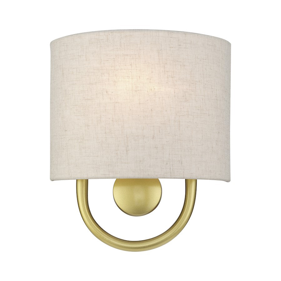 Livex Stratton 1Lt ADA Sconce, Gold/Oatmeal Fabric/White Fabric - 60271-33