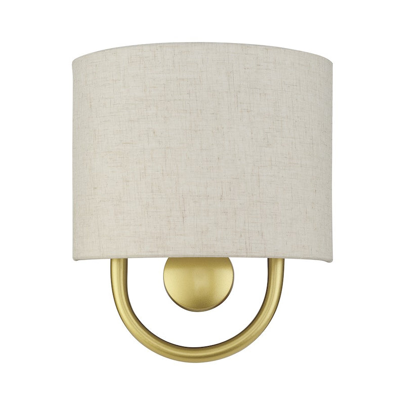 Livex Stratton 1Lt ADA Sconce, Gold/Oatmeal Fabric/White Fabric