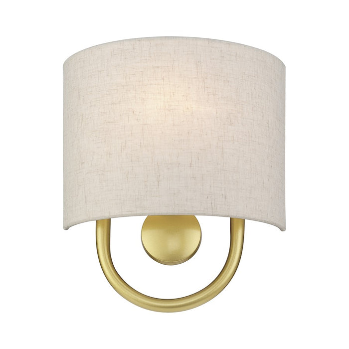 Livex Stratton 1Lt ADA Sconce, Gold/Oatmeal Fabric/White Fabric