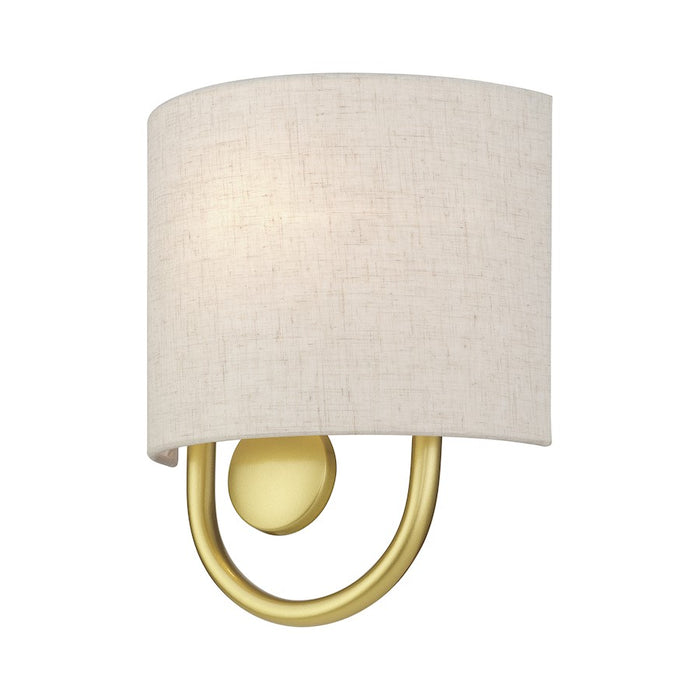 Livex Stratton 1Lt ADA Sconce, Gold/Oatmeal Fabric/White Fabric
