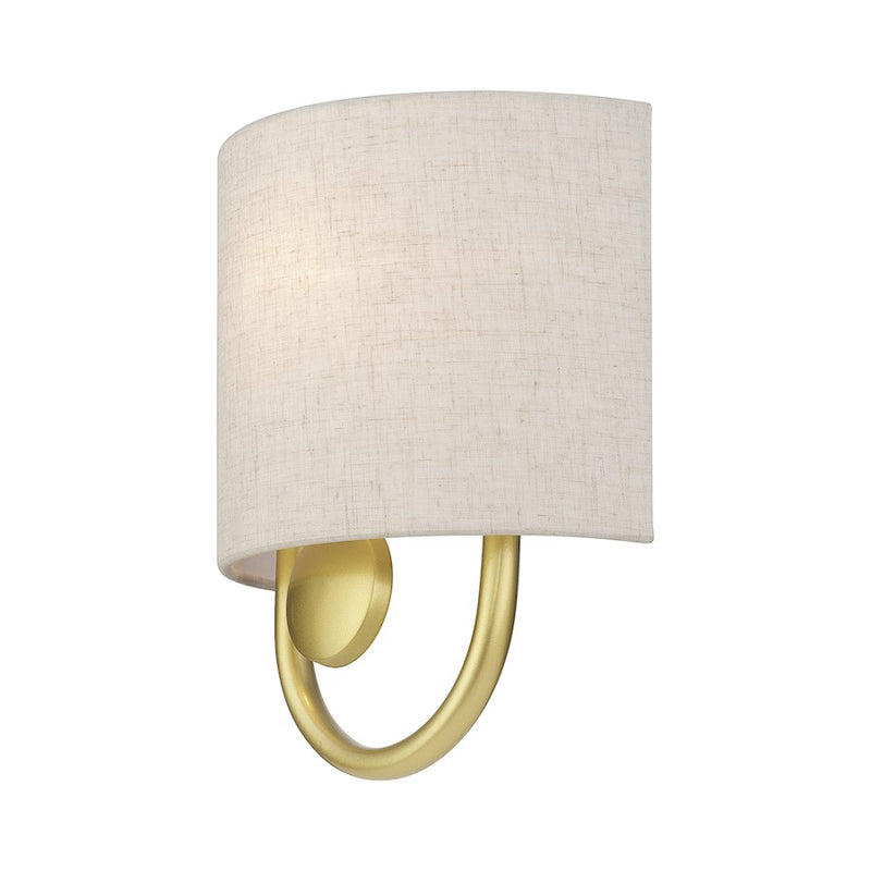 Livex Stratton 1Lt ADA Sconce, Gold/Oatmeal Fabric/White Fabric
