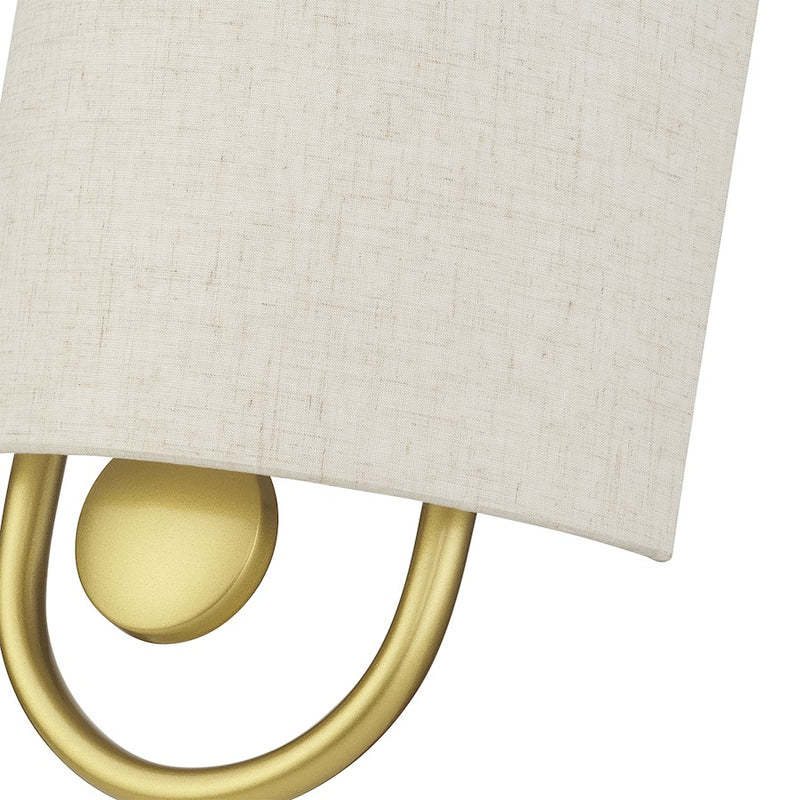 Livex Stratton 1Lt ADA Sconce, Gold/Oatmeal Fabric/White Fabric
