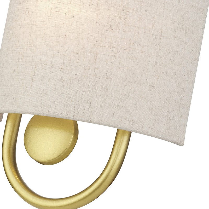 Livex Stratton 1Lt ADA Sconce, Gold/Oatmeal Fabric/White Fabric