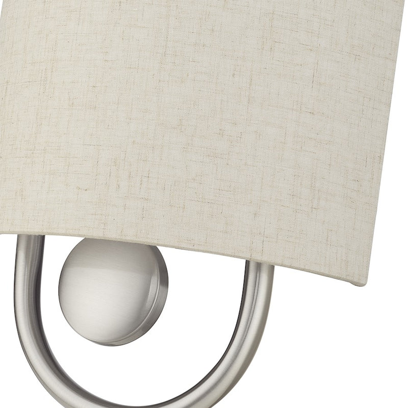Livex Stratton 1Lt ADA Sconce, Nickel/Oatmeal Fabric/White Fabric