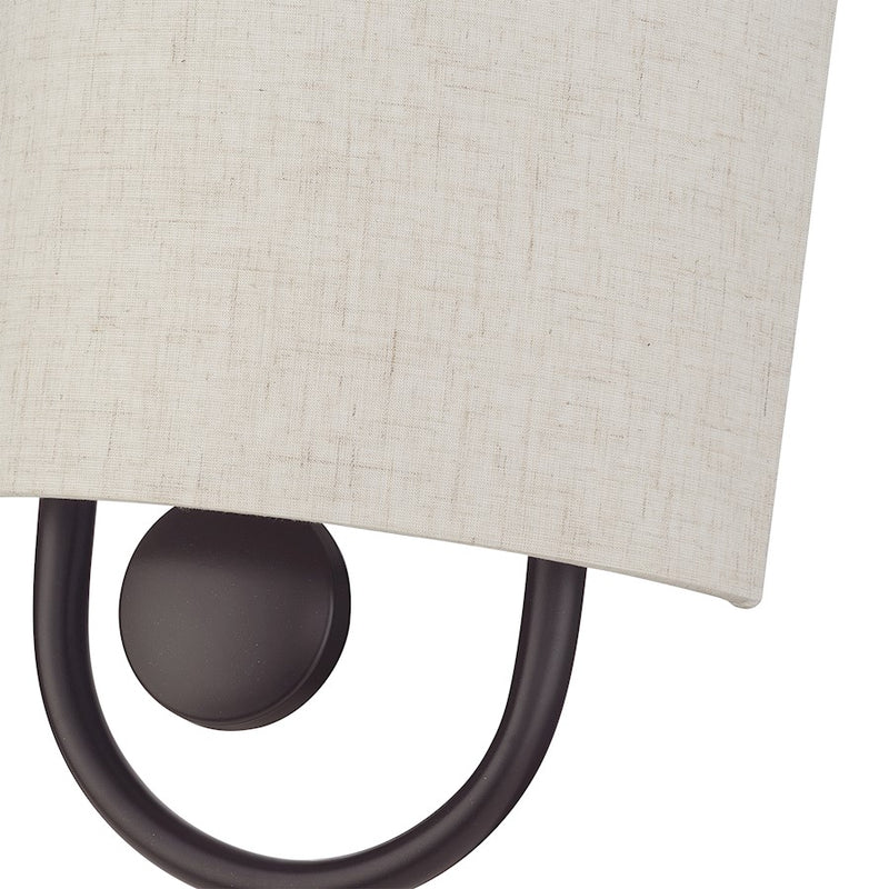 Livex Stratton 1Lt ADA Sconce, Bronze/Oatmeal Fabric/White Fabric