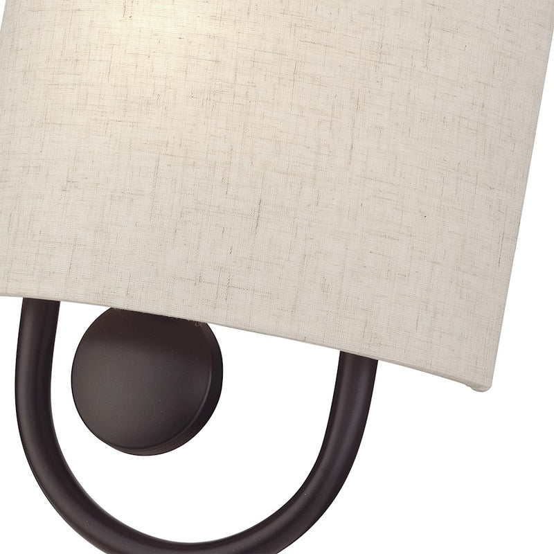 Livex Stratton 1Lt ADA Sconce, Bronze/Oatmeal Fabric/White Fabric
