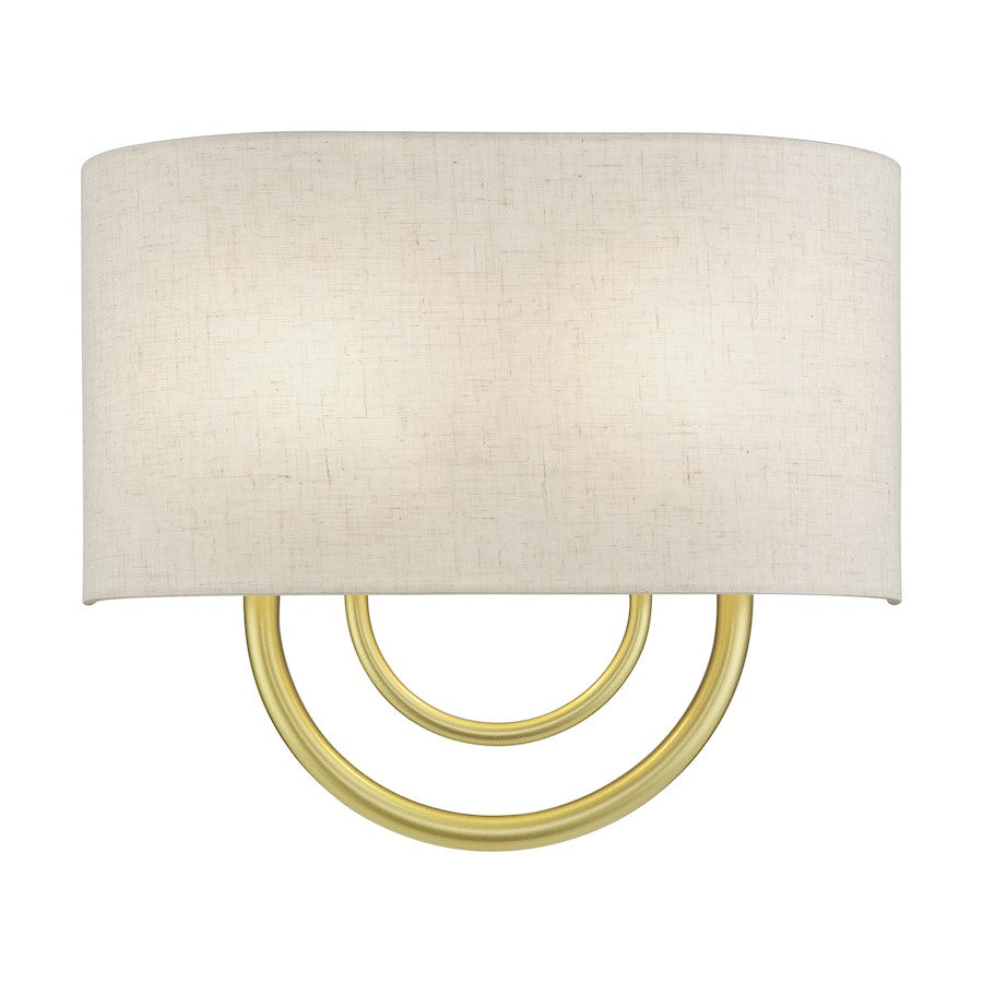 Livex Stratton 2Lt 13" ADA Sconce, Gold/Oatmeal Fabric/White Fabric - 60272-33
