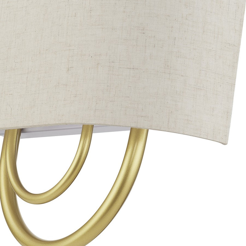 Livex Stratton 2Lt 13" ADA Sconce, Gold/Oatmeal Fabric/White Fabric