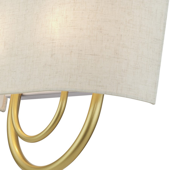 Livex Stratton 2Lt 13" ADA Sconce, Gold/Oatmeal Fabric/White Fabric