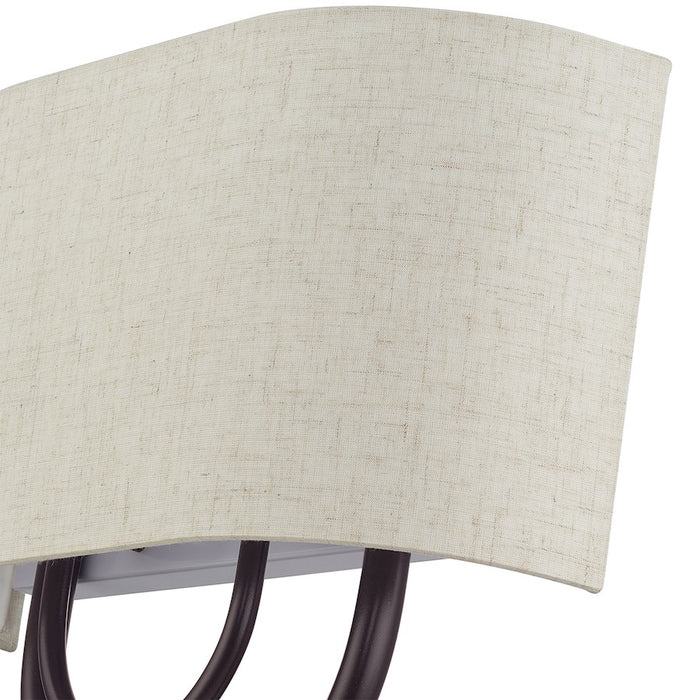 Livex Stratton 2Lt 13" ADA Sconce, Bronze/Oatmeal Fabric/White Fabric