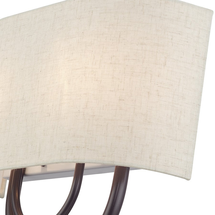 Livex Stratton 2Lt 13" ADA Sconce, Bronze/Oatmeal Fabric/White Fabric