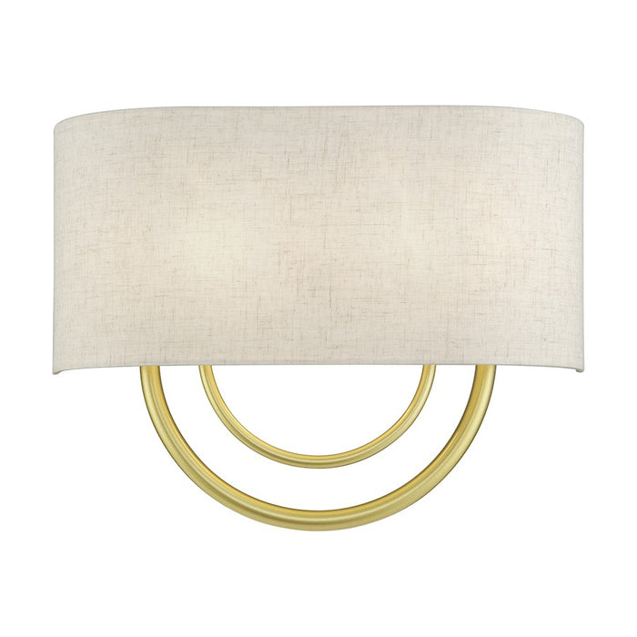 Livex Stratton 2Lt 15" ADA Sconce, Gold/Oatmeal Fabric/White Fabric - 60273-33