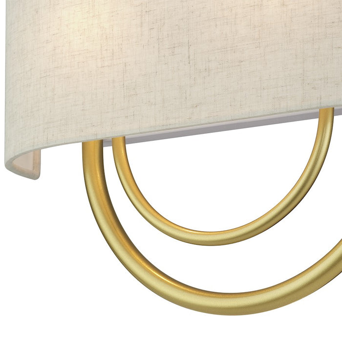 Livex Stratton 2Lt 15" ADA Sconce, Gold/Oatmeal Fabric/White Fabric