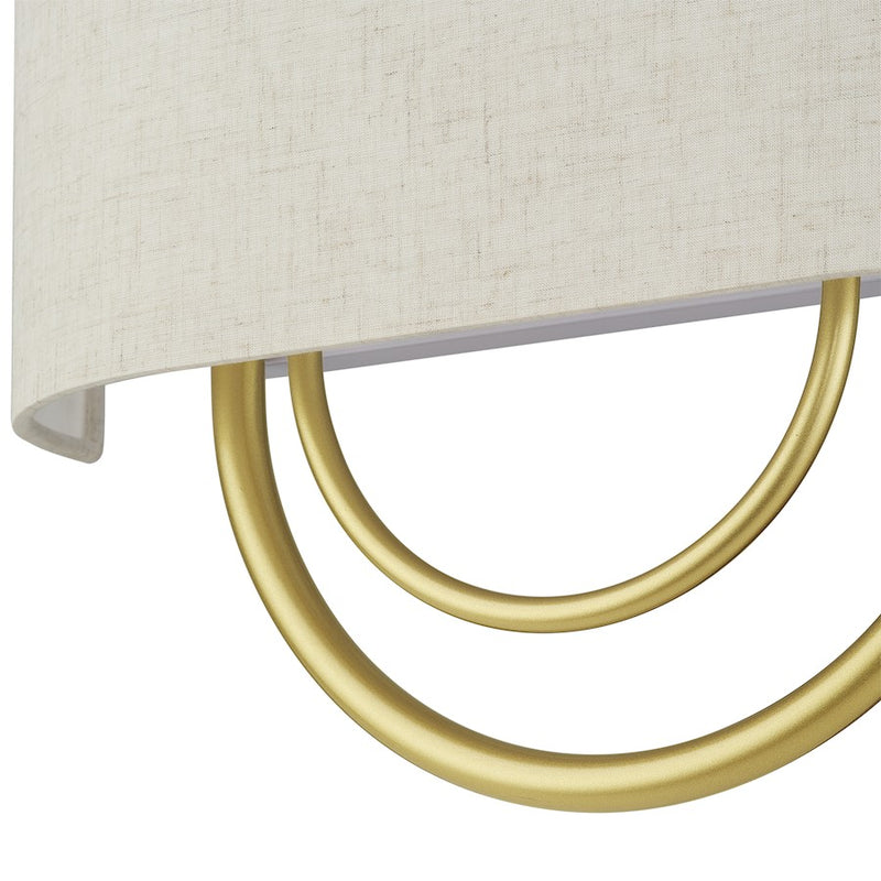 Livex Stratton 2Lt 15" ADA Sconce, Gold/Oatmeal Fabric/White Fabric