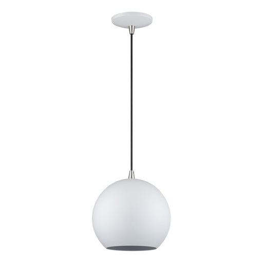 Livex Kuppola Lt Globe Pendant, White/Nickel/White Aluminum/White