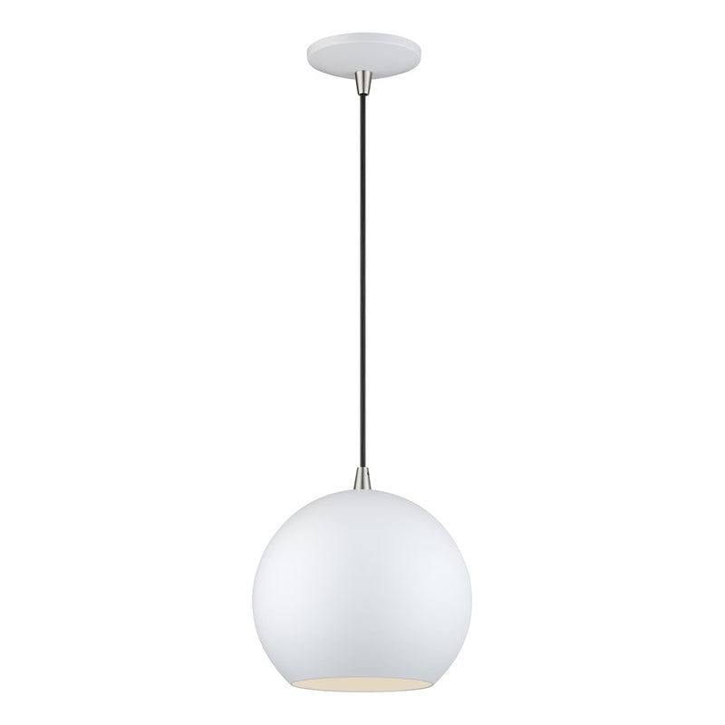 Livex Kuppola Lt Globe Pendant, White/Nickel/White Aluminum/White
