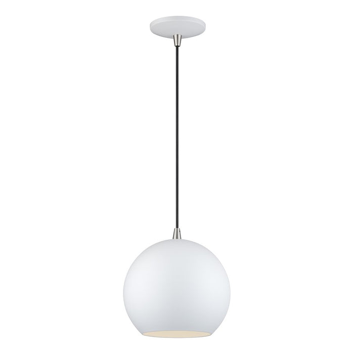 Livex Kuppola Lt Globe Pendant, White/Nickel/White Aluminum/White