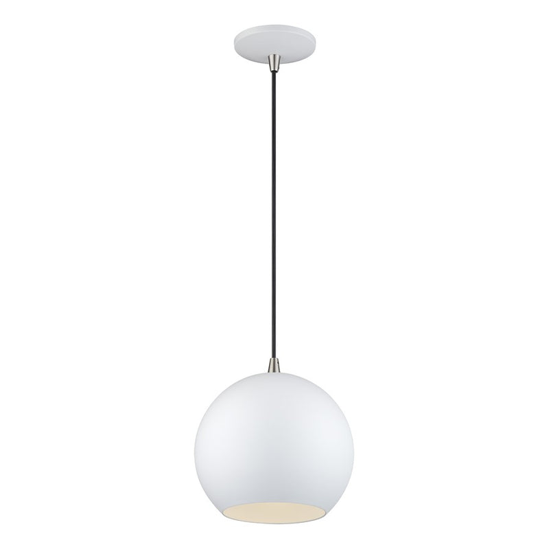 Livex Kuppola Lt Globe Pendant, White/Nickel/White Aluminum/White