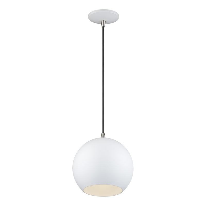Livex Kuppola Lt Globe Pendant, White/Nickel/White Aluminum/White