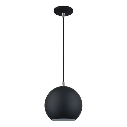 Livex Kuppola Lt Globe Pendant, Black/Nickel/Black Aluminum/White