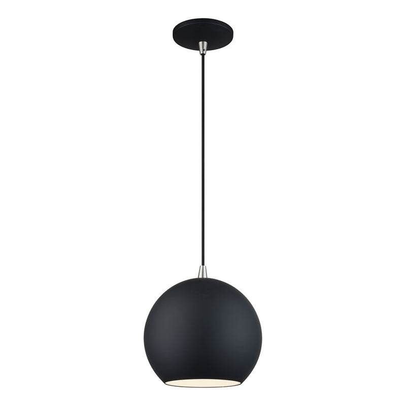 Livex Kuppola Lt Globe Pendant, Black/Nickel/Black Aluminum/White