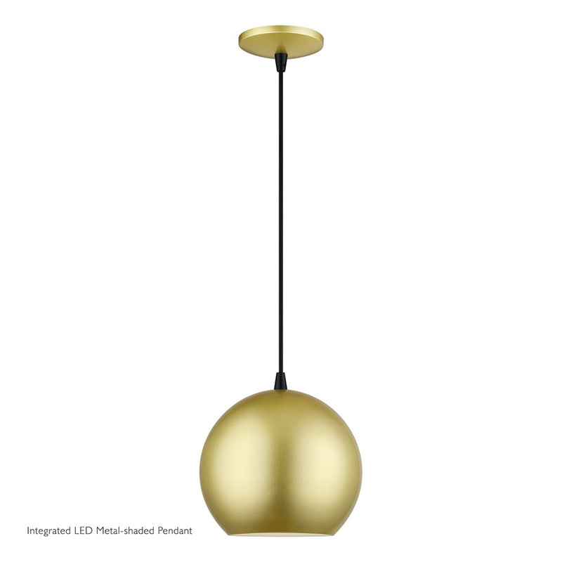 Livex Kuppola Lt Globe Pendant, Gold/Black/Gold Aluminum/White - 60278-33
