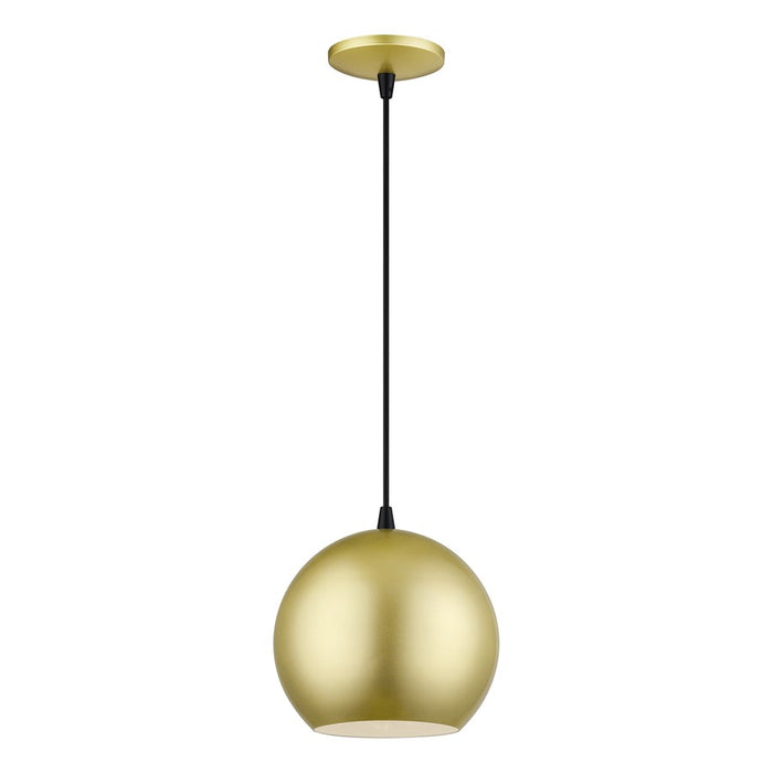 Livex Kuppola Lt Globe Pendant, Gold/Black/Gold Aluminum/White