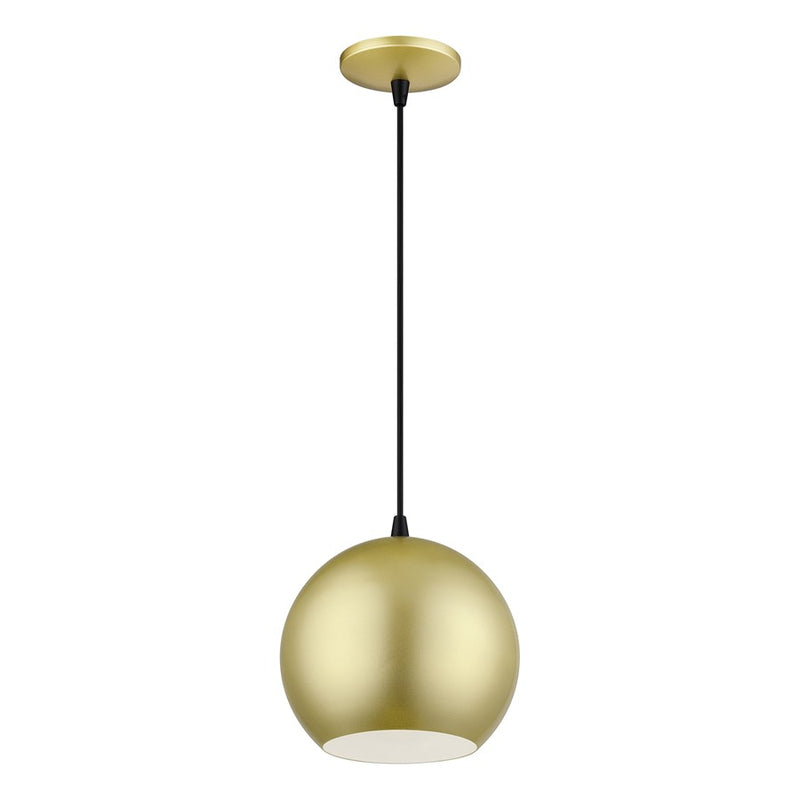 Livex Kuppola Lt Globe Pendant, Gold/Black/Gold Aluminum/White