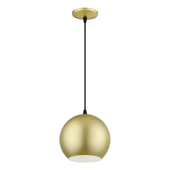Livex Kuppola Lt Globe Pendant, Gold/Black/Gold Aluminum/White