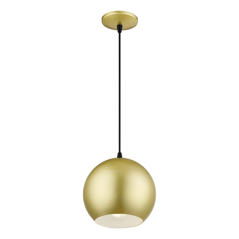 Livex Kuppola Lt Globe Pendant, Gold/Black/Gold Aluminum/White