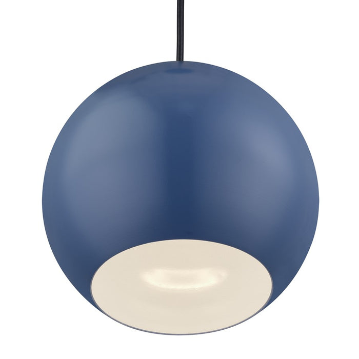 Livex Kuppola Globe Pendant, Blue/Nickel/Blue Aluminum/White