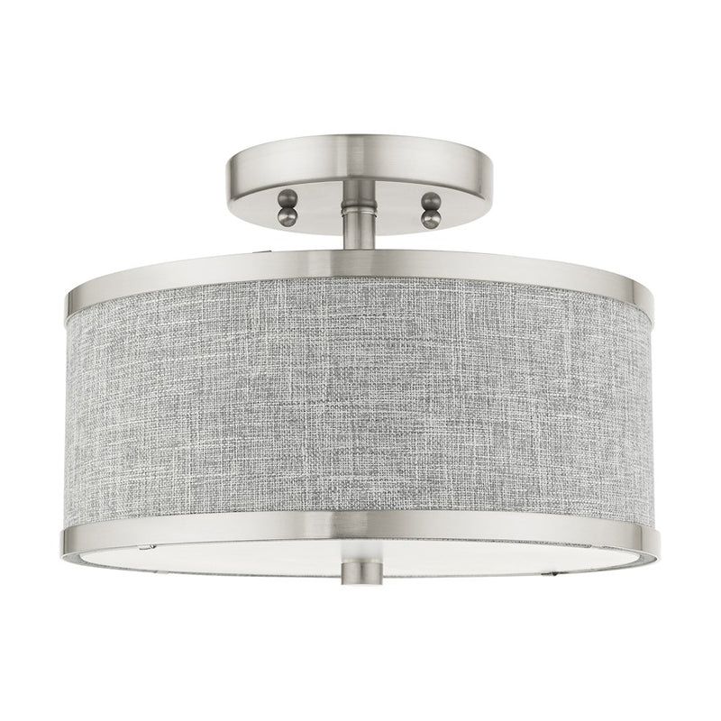 Livex Park Ridge 2 Light Semi Flush Mount, Brushed Nickel