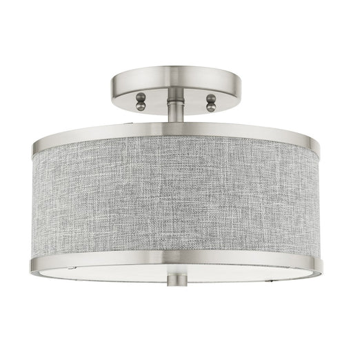 Livex Park Ridge 2 Light Semi Flush Mount, Brushed Nickel