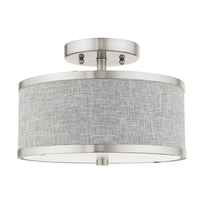 Livex Park Ridge 2 Light Semi Flush Mount, Brushed Nickel