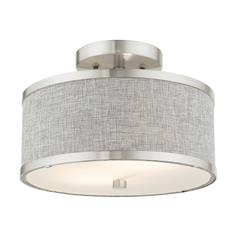 Livex Park Ridge 2 Light Semi Flush Mount, Brushed Nickel