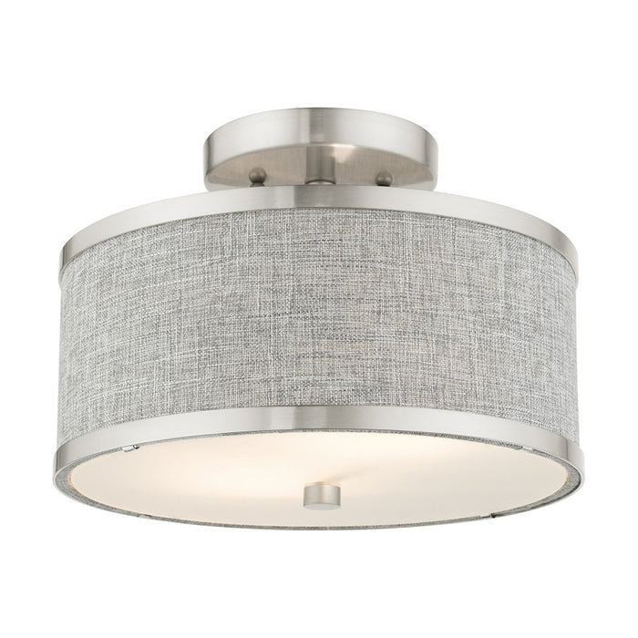 Livex Park Ridge 2 Light Semi Flush Mount, Brushed Nickel