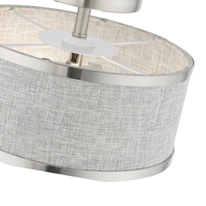 Livex Park Ridge 2 Light Semi Flush Mount, Brushed Nickel