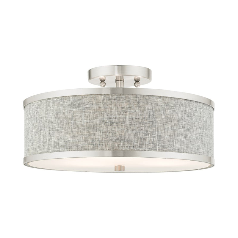 Livex Park Ridge 3 Light Semi Flush Mount, Brushed Nickel