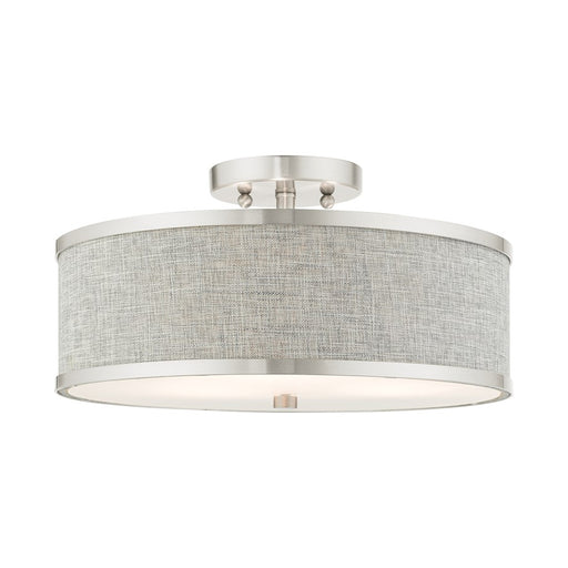 Livex Park Ridge 3 Light Semi Flush Mount, Brushed Nickel