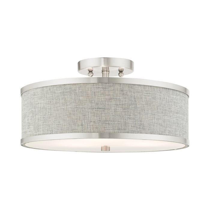 Livex Park Ridge 3 Light Semi Flush Mount, Brushed Nickel