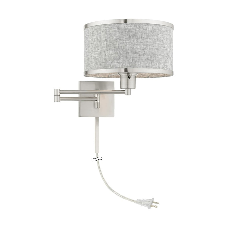 Livex Park Ridge 1 Light Swing Arm Wall Lamp, Brushed Nickel
